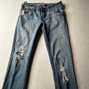 Hollister Medium Blue Distressed Skinny Jeans